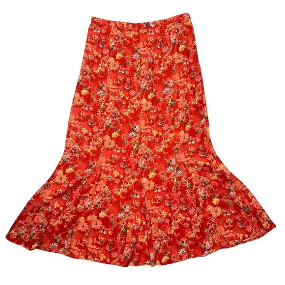 Christopher Banks Warm Floral Print Skirt 100% Rayon Size 8 - Picture 2 of 5